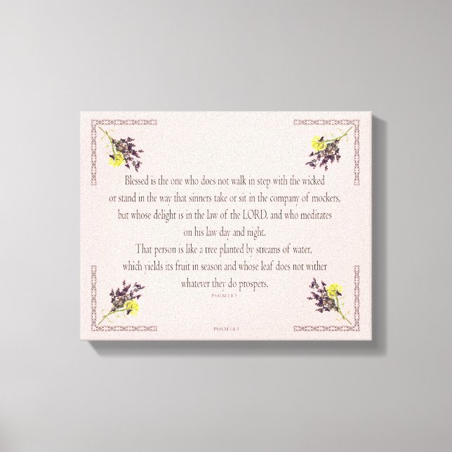 Impressão Em Tela PSALM 1:1-3 Botanic Design, (Frente)