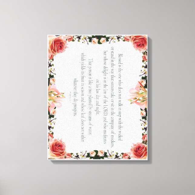 Impressão Em Tela PSALM 1:1-3 Botanic Design, (Frente)