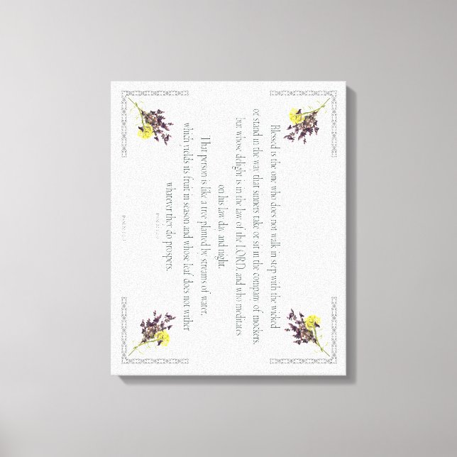 Impressão Em Tela PSALM 1:1-3 Botanic Design, (Frente)