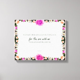 Impressão Em Tela Psalm 23:4, Tela de desenho estendida rosa com flo