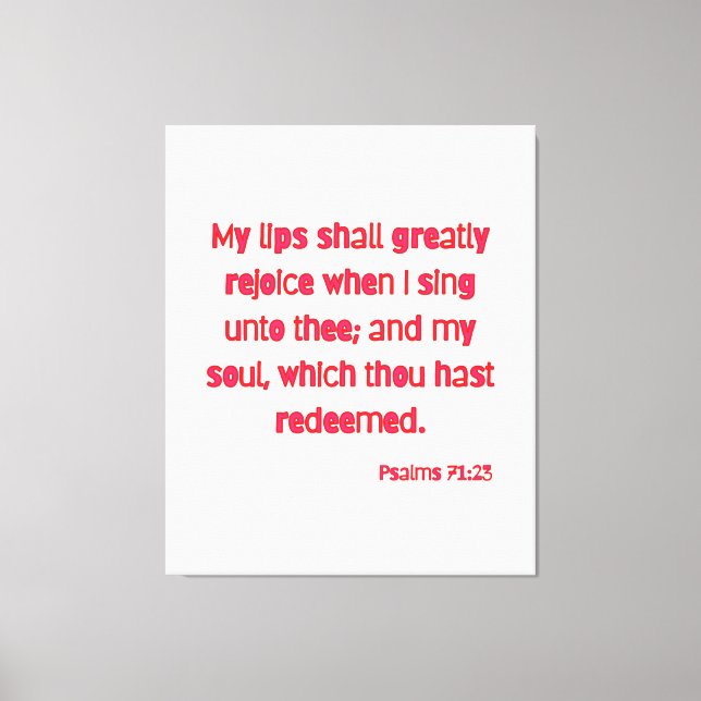 Impressão Em Tela Psalms 71:23 Bíblia Verse KJV Wall Art (Frente)