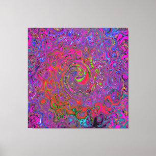 Impressão Em Tela Psicodélico Groovy Magenta Retro Líquido