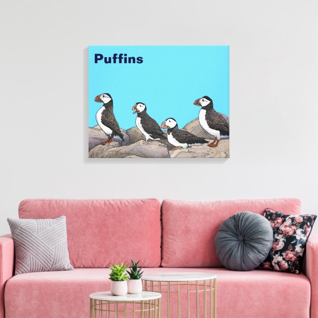 Impressão Em Tela Puffins Atlântico (Insitu(Sala de estar))