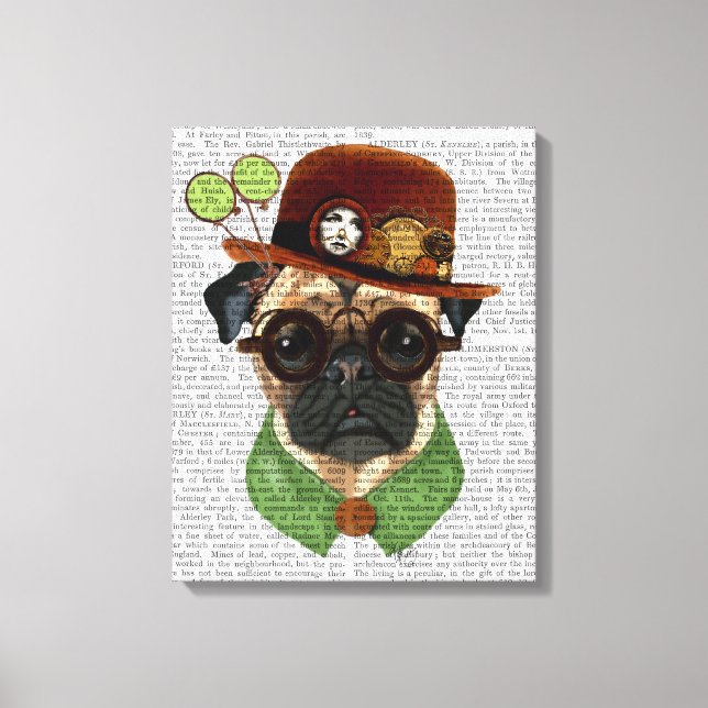 Impressão Em Tela Pug com Steampunk Bowler Hat (Frente)
