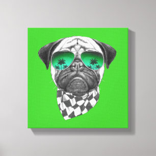 Impressão Em Tela Pug de Miami