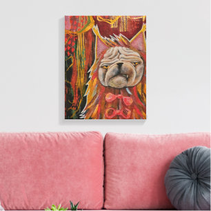Impressão Em Tela Pug em um disfarce de gato, collage abstrato de pu