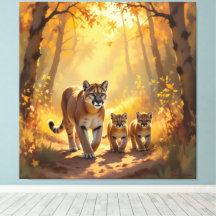 Pumafamilie im Herzen der Berge