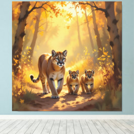 Impressão Em Tela Pumafamilie im Herzen der Berge