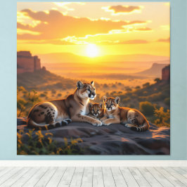 Impressão Em Tela Pumafamilie im Herzen der Berge