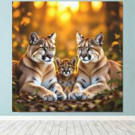 Impressão Em Tela Pumafamilie im Herzen der Berge