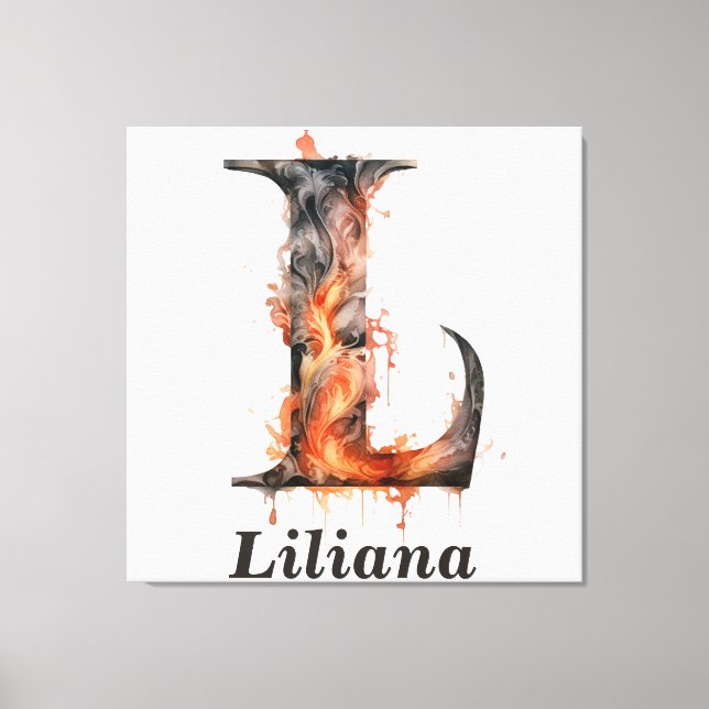 Impressão Em Tela Pumpkin Halloween - Letra L Monograma Floral (Frente)