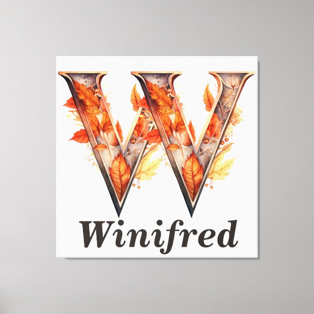 Impressão Em Tela Pumpkin Halloween - Letra W Monograma Floral (Frente)