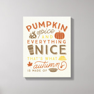 Impressão Em Tela Pumpkin Spice Typografia Autumn Art