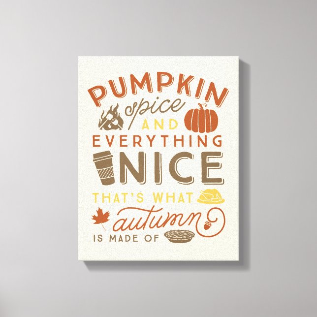 Impressão Em Tela Pumpkin Spice Typografia Autumn Art (Frente)