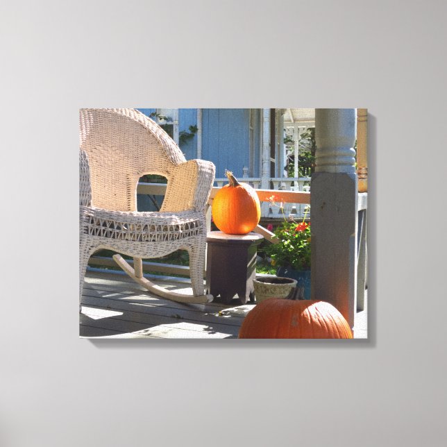 Impressão Em Tela Pumpkins e Wicker Rocker - Martha's Vineyard (Frente)