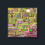 Impressão Em Tela Punk pop Geométrico, cor-de-rosa e amarelo<br><div class="desc">A partir de uma design original desenhada por Nola Edsall de formas geométricas quadradas e retangulares com vários padrões ocupados. Esse design artístico impressionante é complexo e detalhado e usa as cores pop brilhantes de rosa, amarelo, verde limão e preto. Perfeito para o decoro doméstico ou do escritório para adicionar...</div>