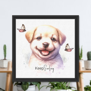 Impressão Em Tela Puppy Smile Butterfly Estreita Tela