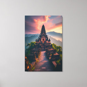 Impressão Em Tela Pura Senja Bali - “Templo de Bali ao Pôr do Sol”