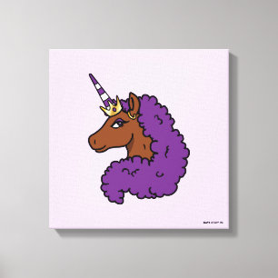 Impressão Em Tela Purple Afro Unicorn