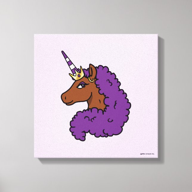 Impressão Em Tela Purple Afro Unicorn (Frente)