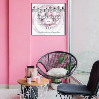 Impressão Em Tela Purple Fractal Heart Oval Photos Family Tree