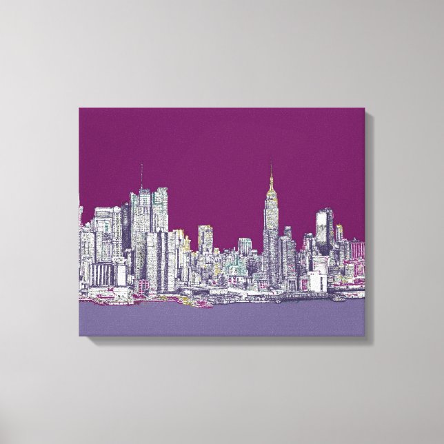 Impressão Em Tela Púrpura Nova Iorque NYC (Frente)