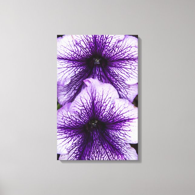 Impressão Em Tela Púrpura Petunias Triptych Wall Art (Frente)