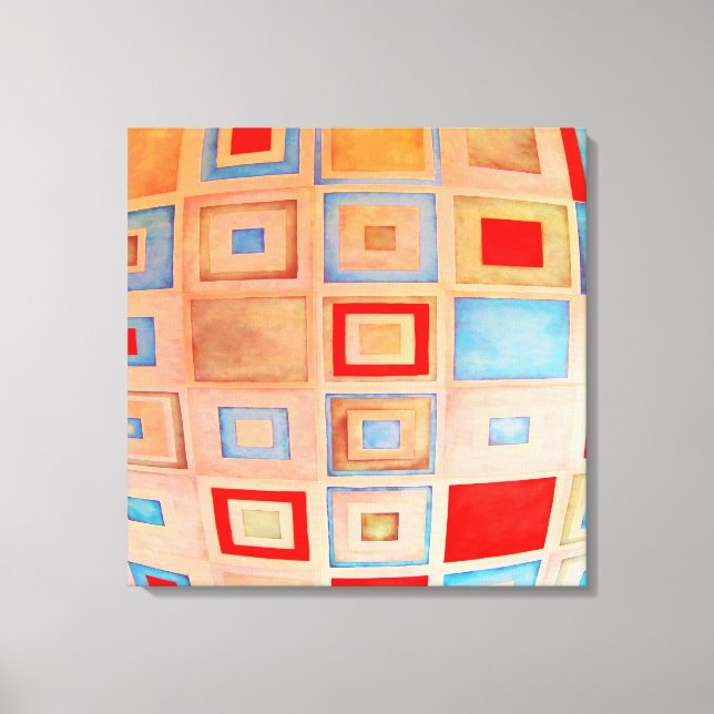 Impressão Em Tela Quadrados coloridos (Frente)