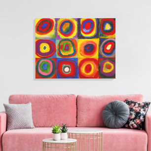 Impressão Em Tela Quadrados com Círculos Concêntricos Kandinsky