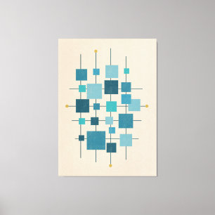 Impressão Em Tela Quadrados Geométricos MCM - Poster azul