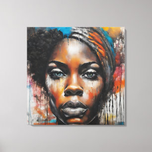 Impressão Em Tela Quadro abstrato rosto de mulher negra