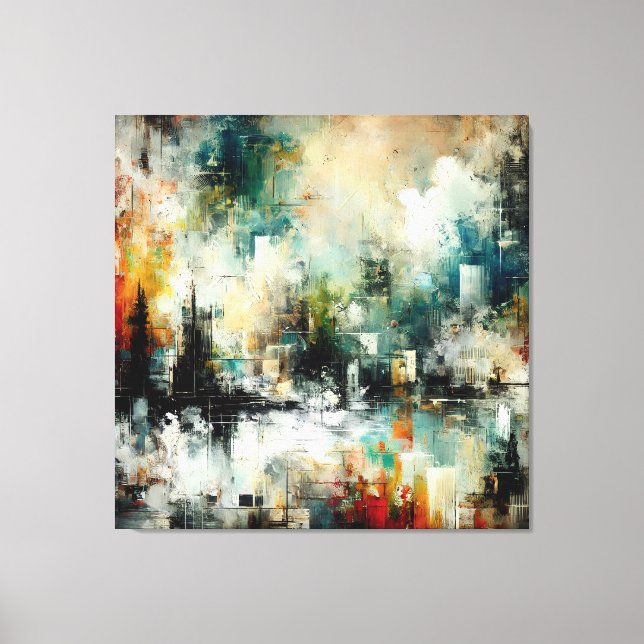 Impressão Em Tela Quadro Abstrato várias cores (Frente)