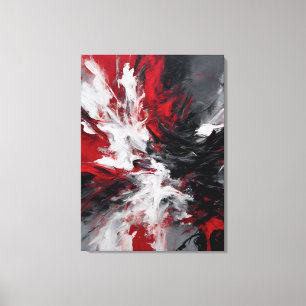 Impressão Em Tela Quadro abstrato, vermelho, preto, cinza e branco