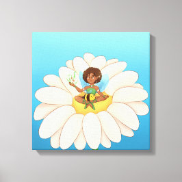 Impressão Em Tela quadro com fada em cima de uma flor