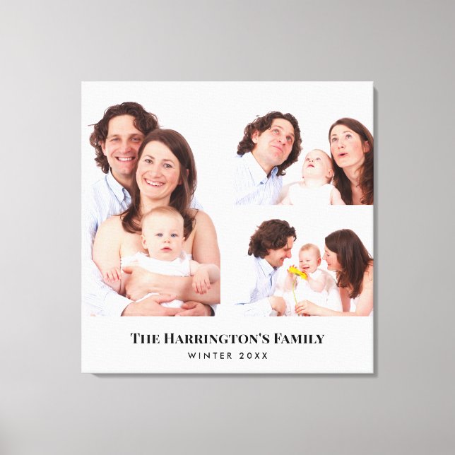 Impressão Em Tela Quadro de Cinzas de Colagem de Fotos da Família de (Frente)