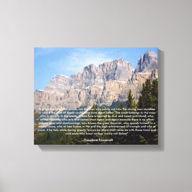 Impressão Em Tela Quadro de Citação Motivacional Theodore Roosevelt (Frente)
