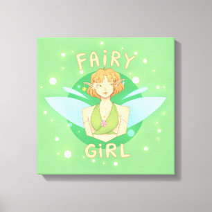Impressão Em Tela Quadro de fada com escrito "Fairy Girl"
