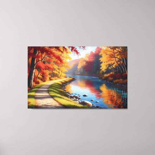 Impressão Em Tela Quadro Decorativo Floresta de Outono (Frente)