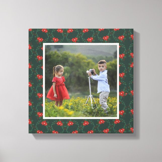 Impressão Em Tela Quadro Floral de Natal Festivo | Foto personalizad (Frente)