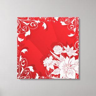 Impressão Em Tela Quadro Floral Vermelho e Branco