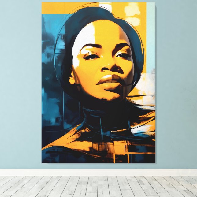 Impressão Em Tela Quadro Rosto de mulher Abstrato (Insitu(piso de madeira))