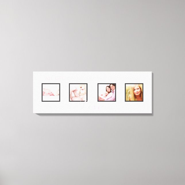 Impressão Em Tela quadros personalizados de 4 fotos DIY fonte+plano  (Frente)