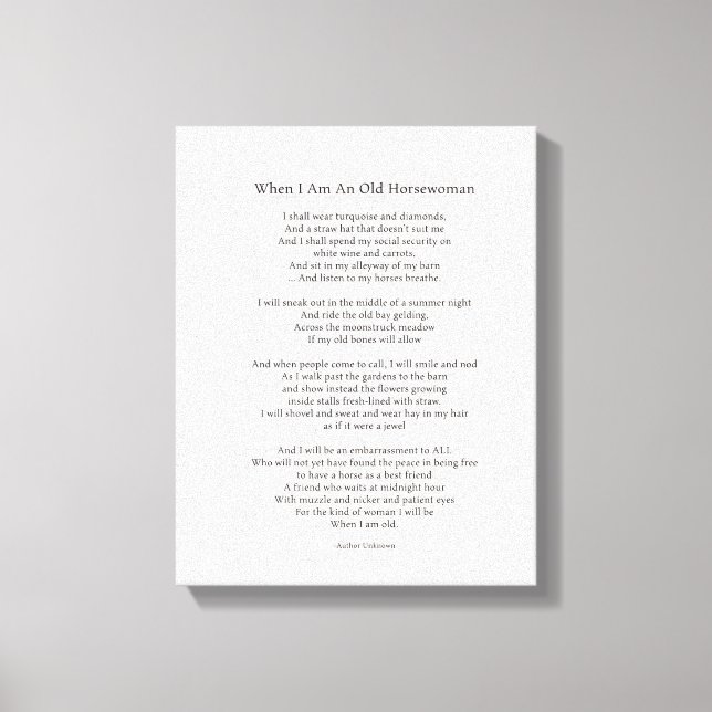 Impressão Em Tela Quando eu sou uma Velho Cavaleiro III (Frente)