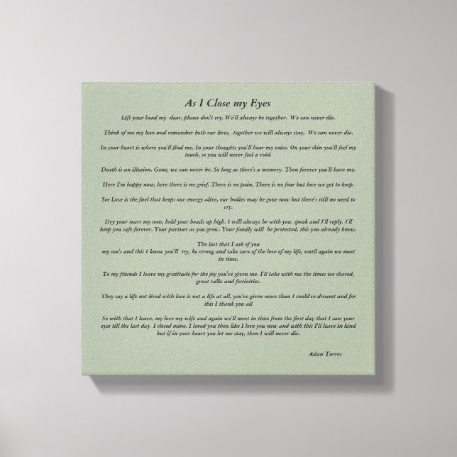 Impressão Em Tela Quando fecho os olhos (Frente)