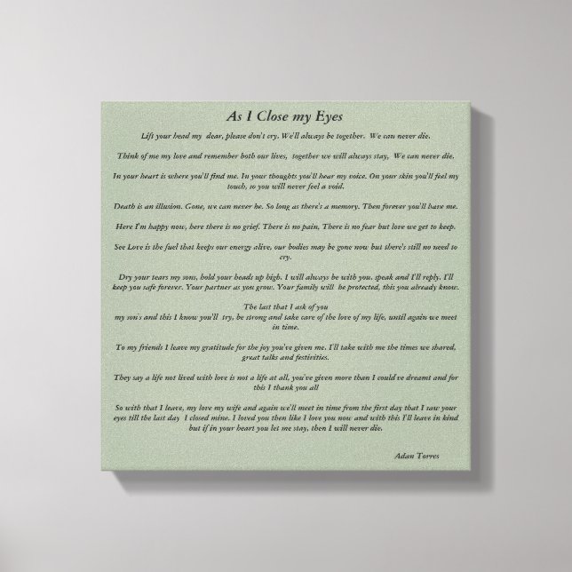 Impressão Em Tela Quando fecho os olhos (Frente)