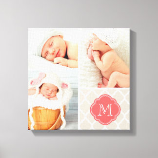 Impressão Em Tela Quatrefoil Monograma Colagem de Fotos para Bebês A