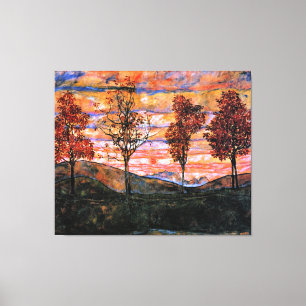 Impressão Em Tela Quatro Árvores, arte de Egon Schiele,