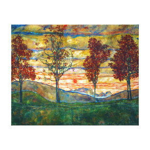 Impressão Em Tela Quatro Árvores   Egon Schiele  