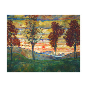 Impressão Em Tela Quatro Árvores (Landscape Art) (por Egon Schiele)