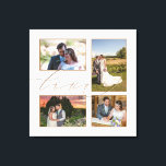 Impressão Em Tela Quatro Fotos de Casamento Colagem Amar White Scrip<br><div class="desc">Mostre belas memórias do dia do seu casamento em sua casa com esta colagem de quatro fotos, onde você pode facilmente trocar suas próprias 4 fotos favoritas. A palavra Amor sobrepõe as fotos ligeiramente e é definida em um script elegante em ouro.A cor branca de fundo pode ser alterada para...</div>